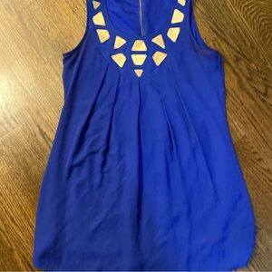 Blu Pepper Blue Pleated Embellished Dress